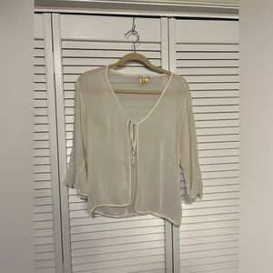 White House Black Market Vintage White Sheer Cardigan